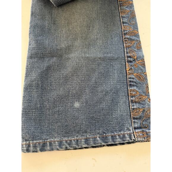 Y2K Route 66 Button Fly Copper Embroidered Western Denim Jeans Size 18W Blue - Picture 13 of 13